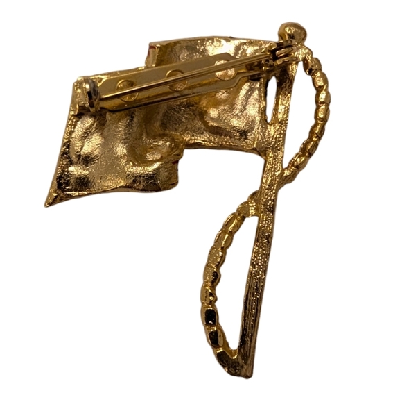 FLAG American Brooch USA Enamel Gold Red White Blue Lapel Pin Old Glory - Picture 4 of 8